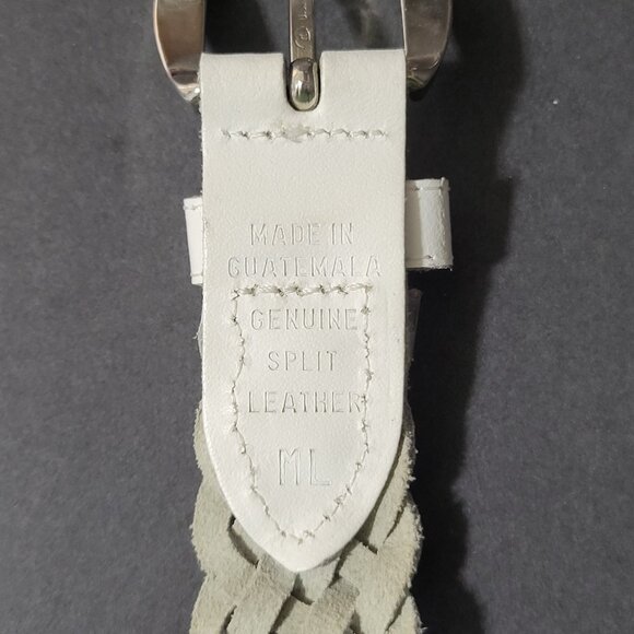 White Woven Casual Design Genuine Leather Belt ~ Made in Guatemala ~ Size ML - Picture 7 of 8